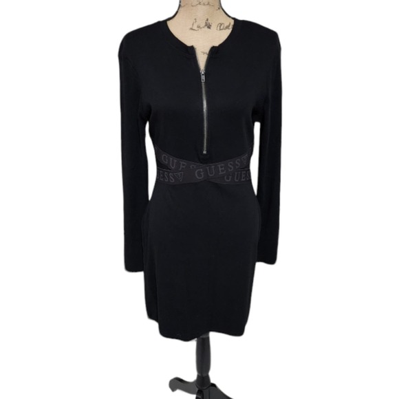 GUESS Women’s Talo Logo Black Dress 1/3 Front-Zip Size‎ XL - Picture 2 of 9